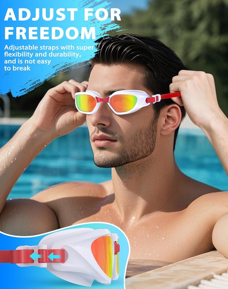 Vegemono Swim Goggles, Unisex Adult Swimming Goggles Anti Fog Anti UV No Leakage Wide View for Men Women Youth - Image 5